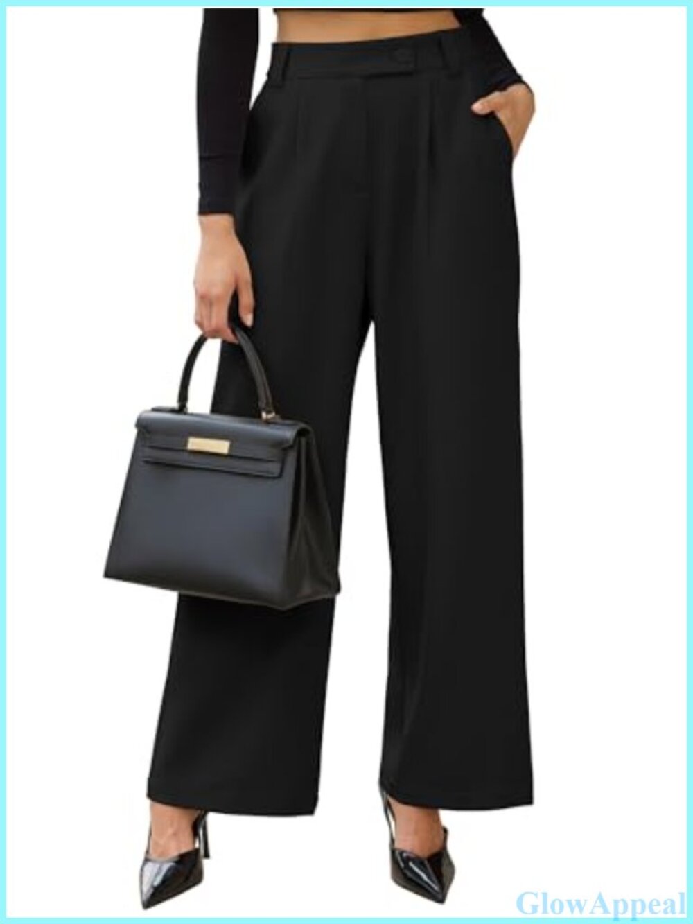Wide Leg High Elastic Waisted Business Casual Trousers Work Dress Pants with